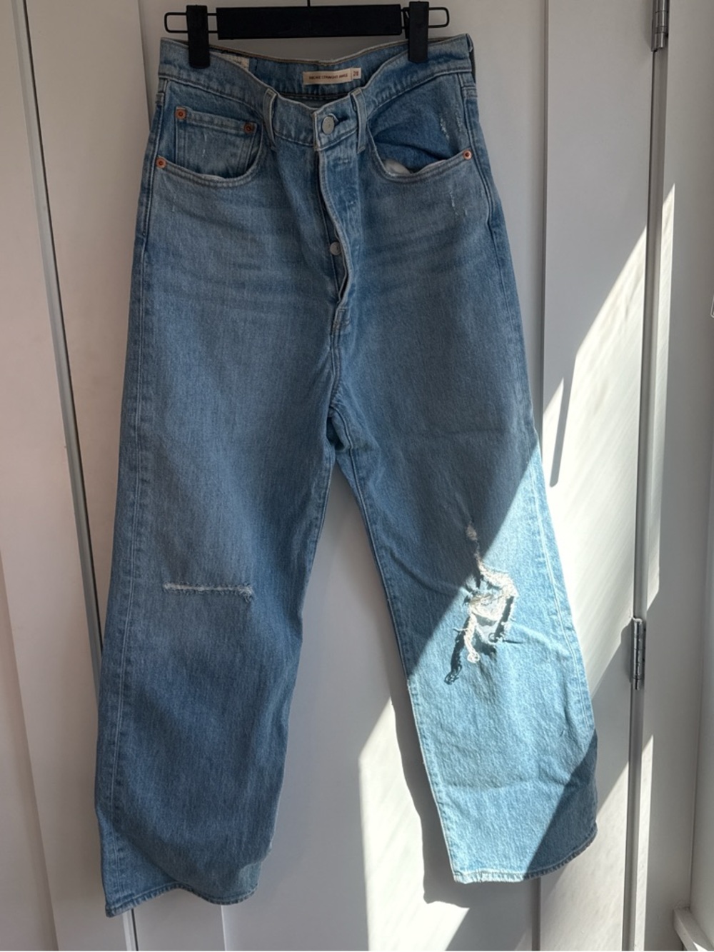 Levi's Light Blue Distressed Straight Jeans